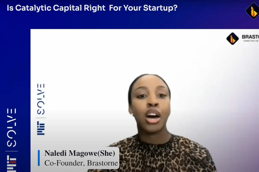 screenshot of Naledi Magowe in Catalytic capital webinar